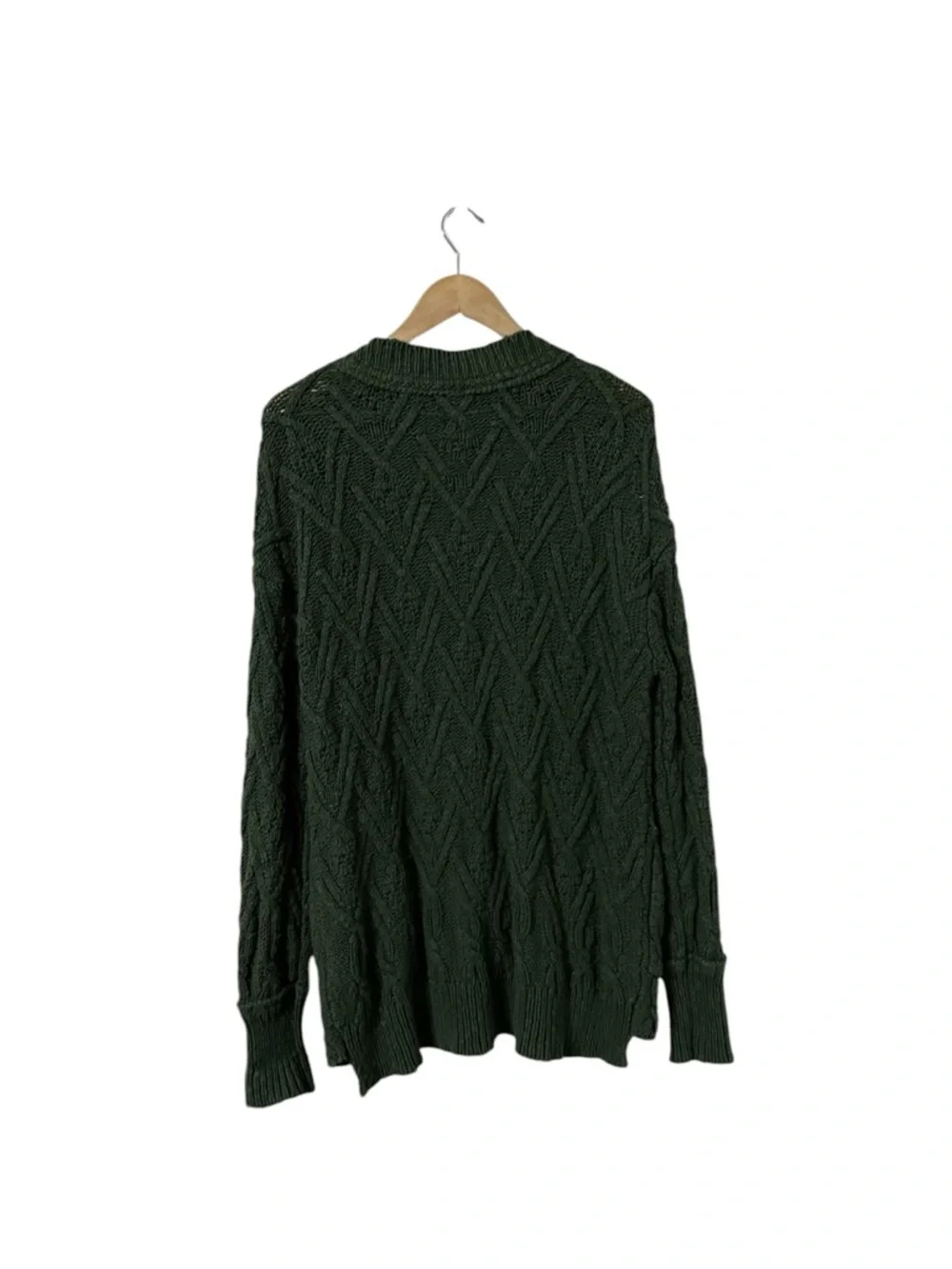 FREE PEOPLE Montana Green Cable Knit Button Up Cardigan Sweater